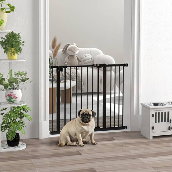 Sans Marque - Barrière de porte pour chien, métal et plastique, 74-80/87-94 cm, noir - Image 3
