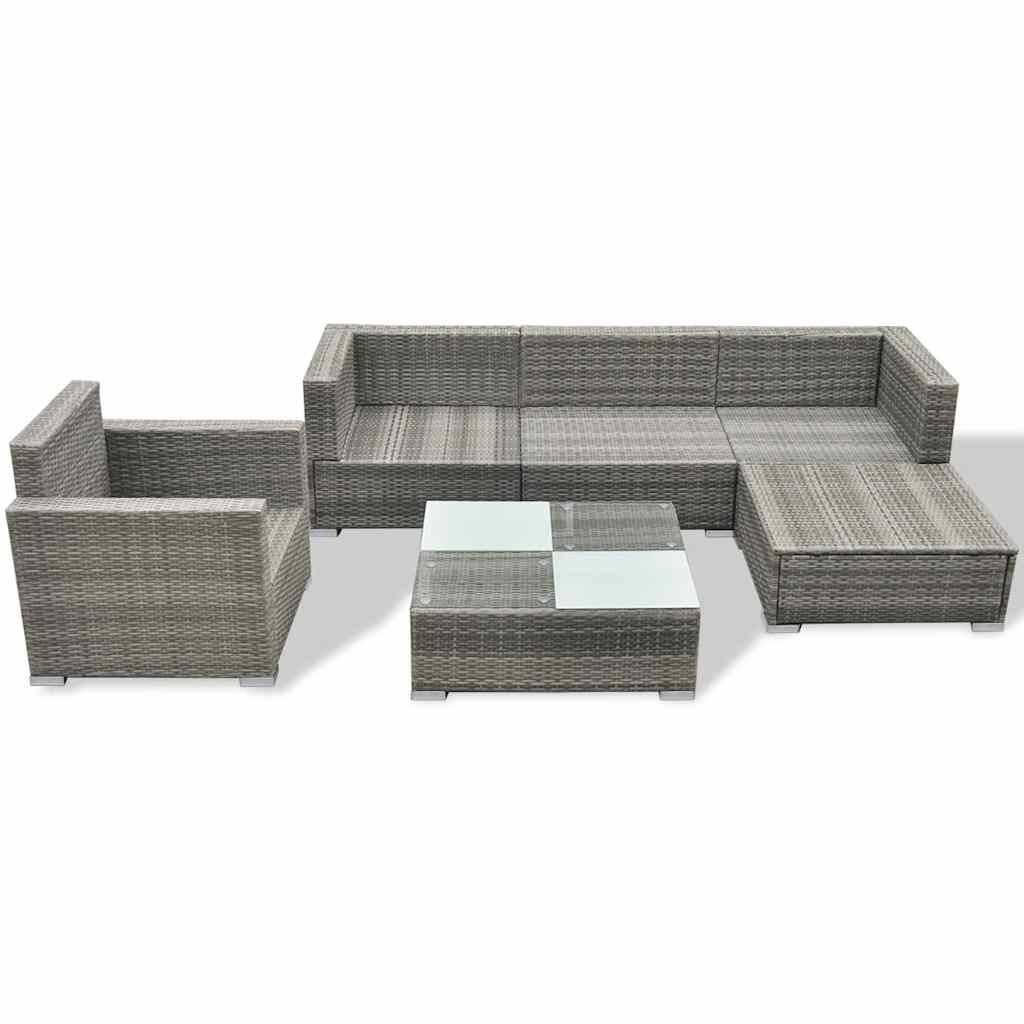 Vidaxl - Salon de jardin 6 pcs avec coussins résine tressée gris vidaXL 41879 - Image 10