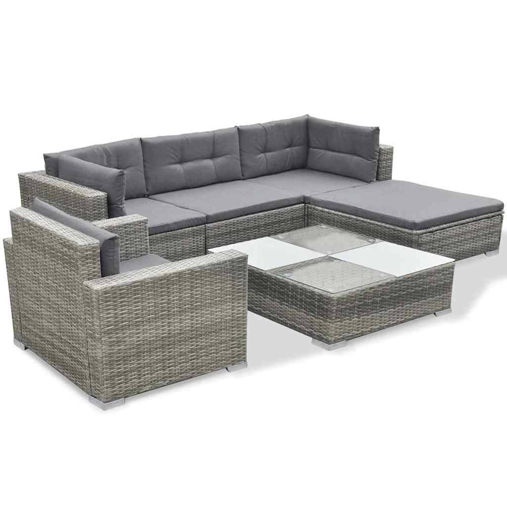 Vidaxl - Salon de jardin 6 pcs avec coussins résine tressée gris vidaXL 41879 - Image 4