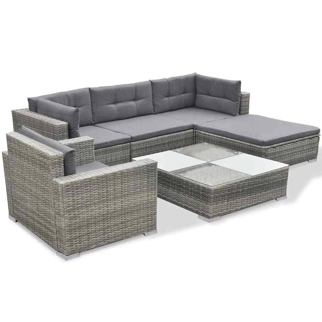 Vidaxl - Salon de jardin 6 pcs avec coussins résine tressée gris vidaXL 41879 - Image 9