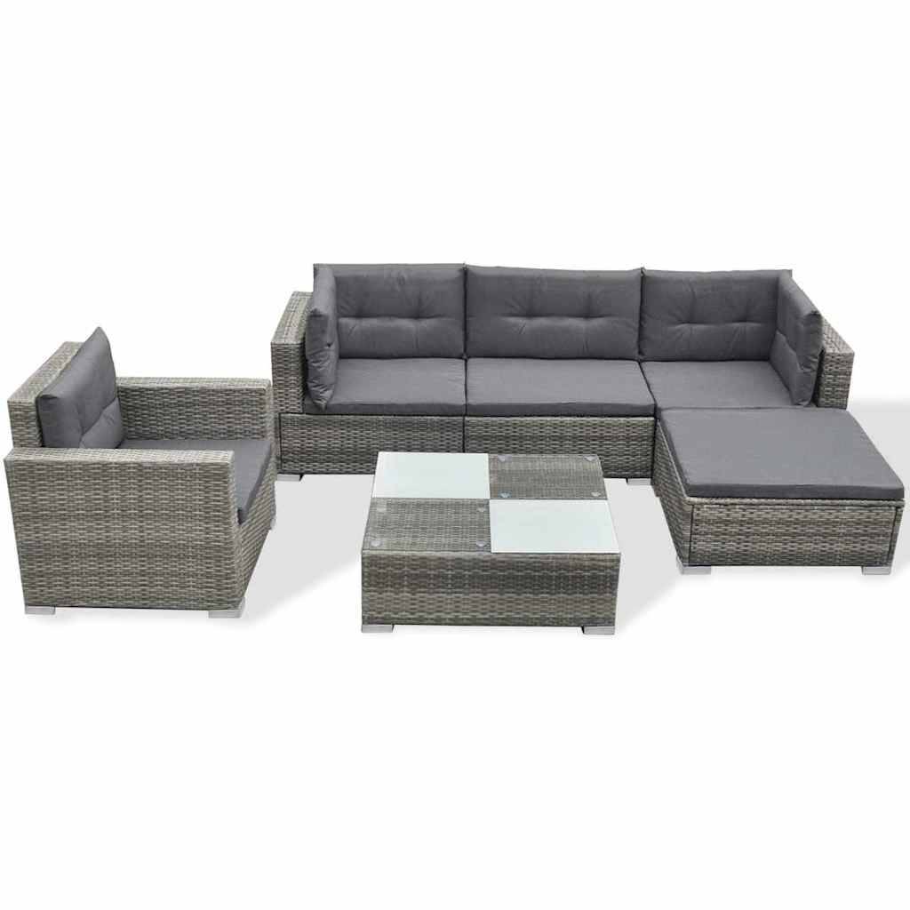 Vidaxl - Salon de jardin 6 pcs avec coussins résine tressée gris vidaXL 41879 - Image 2