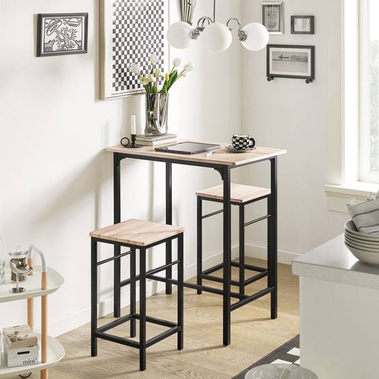 SoBuy Table et 2 Tabourets de Bar Bistrot Hauts pour Cuisine, Salon, Salle à Manger - Image 2