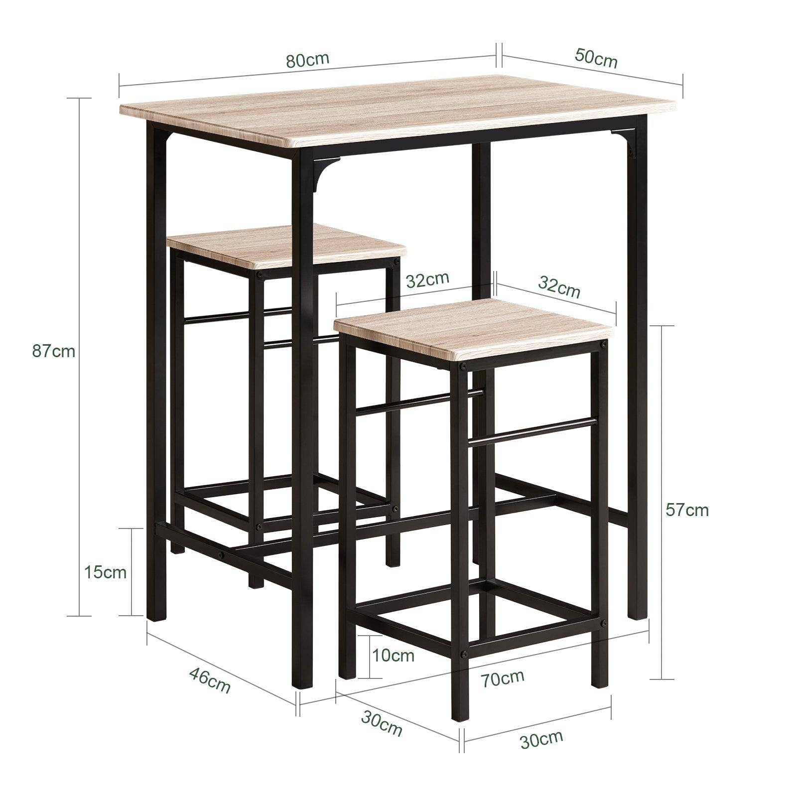 SoBuy Table et 2 Tabourets de Bar Bistrot Hauts pour Cuisine, Salon, Salle à Manger - Image 3