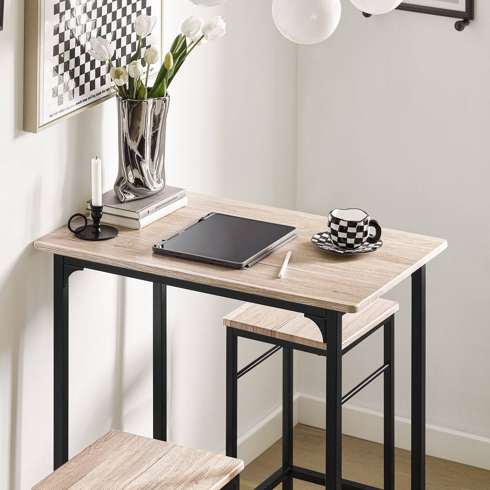 SoBuy Table et 2 Tabourets de Bar Bistrot Hauts pour Cuisine, Salon, Salle à Manger - Image 6