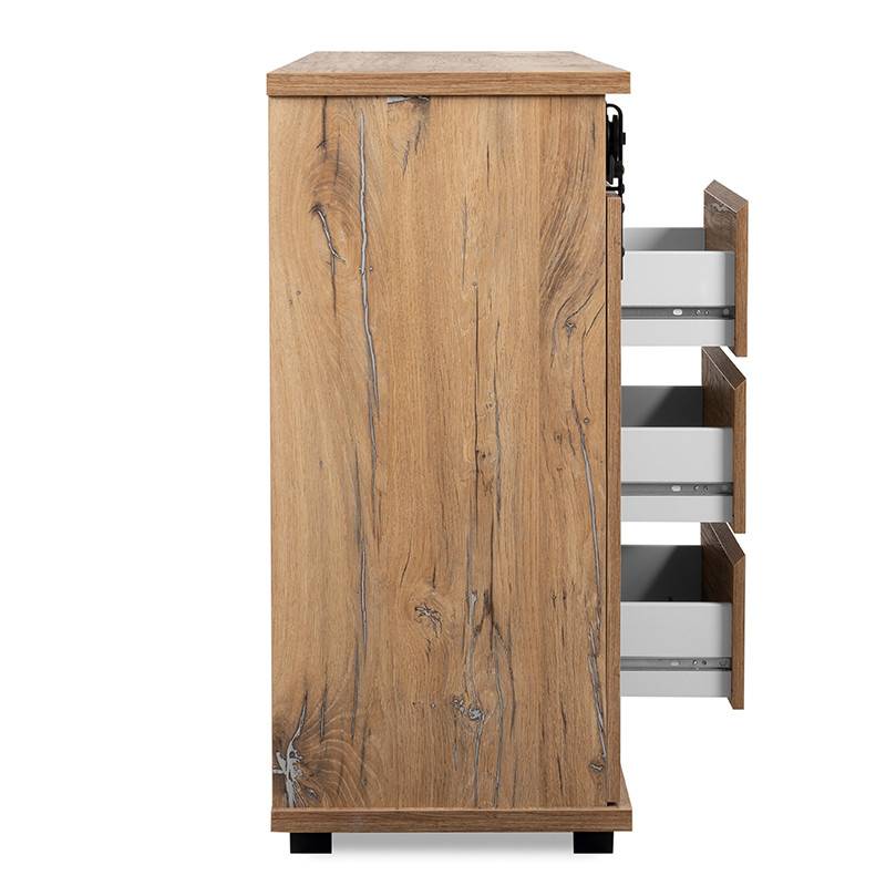 Buffet 2 portes coulissantes 3 tiroirs 140 cm Manzano - Image 7