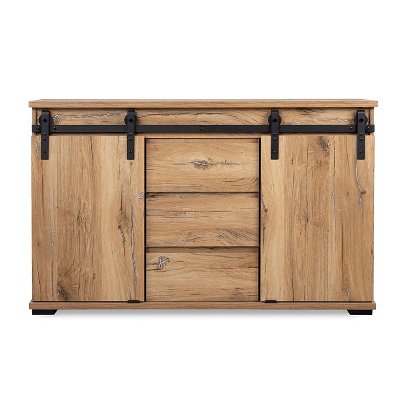 Buffet 2 portes coulissantes 3 tiroirs 140 cm Manzano - Image 8