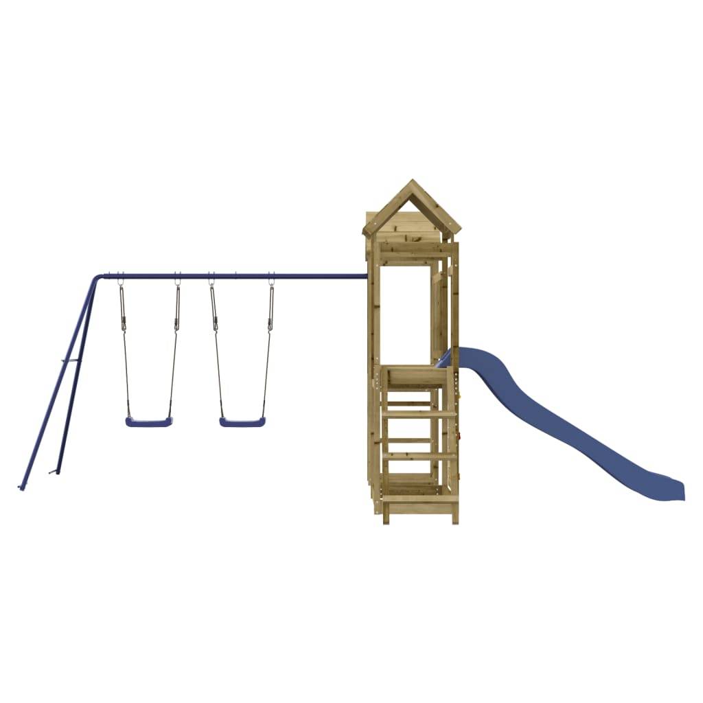 Helloshop26 - Aire de jeux d'extérieur balançoires toboggan portiques robuste jeux jardin 505 x 332 x 214 cm bois de pin imprégné - Image 4