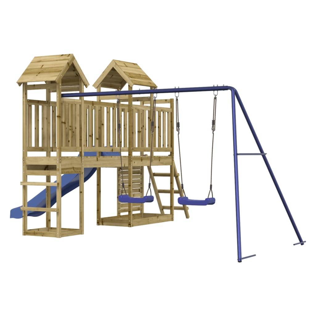 Helloshop26 - Aire de jeux d'extérieur balançoires toboggan portiques robuste jeux jardin 505 x 332 x 214 cm bois de pin imprégné - Image 1