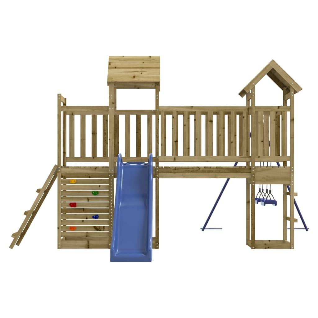 Helloshop26 - Aire de jeux d'extérieur balançoires toboggan portiques robuste jeux jardin 505 x 332 x 214 cm bois de pin imprégné - Image 2
