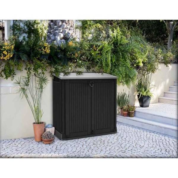 Sans Marque - Coffre de rangement extérieur KETER en résine 880 litres Noir - Malle de jardin sans vérins - Image 3