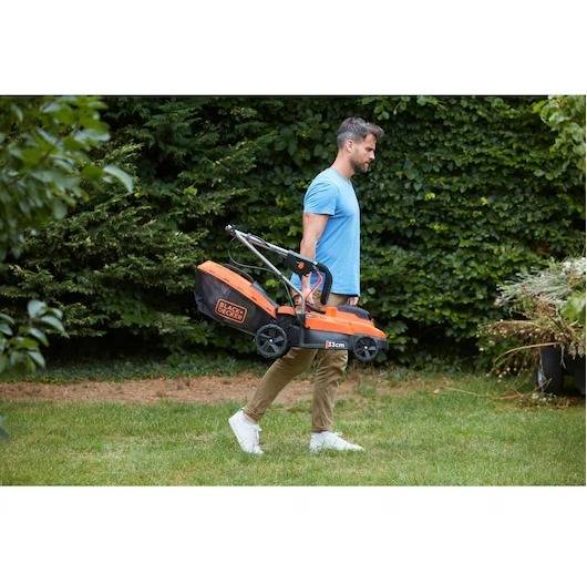 Tondeuse 33 cm 18V de 25 à 65 mm de hauteur, fonction mulching, sac collecteur 35 L - BLACK+DECKER - avec 2 batteries 18v 4Ah et chargeur - BCMW33184L - Image 3