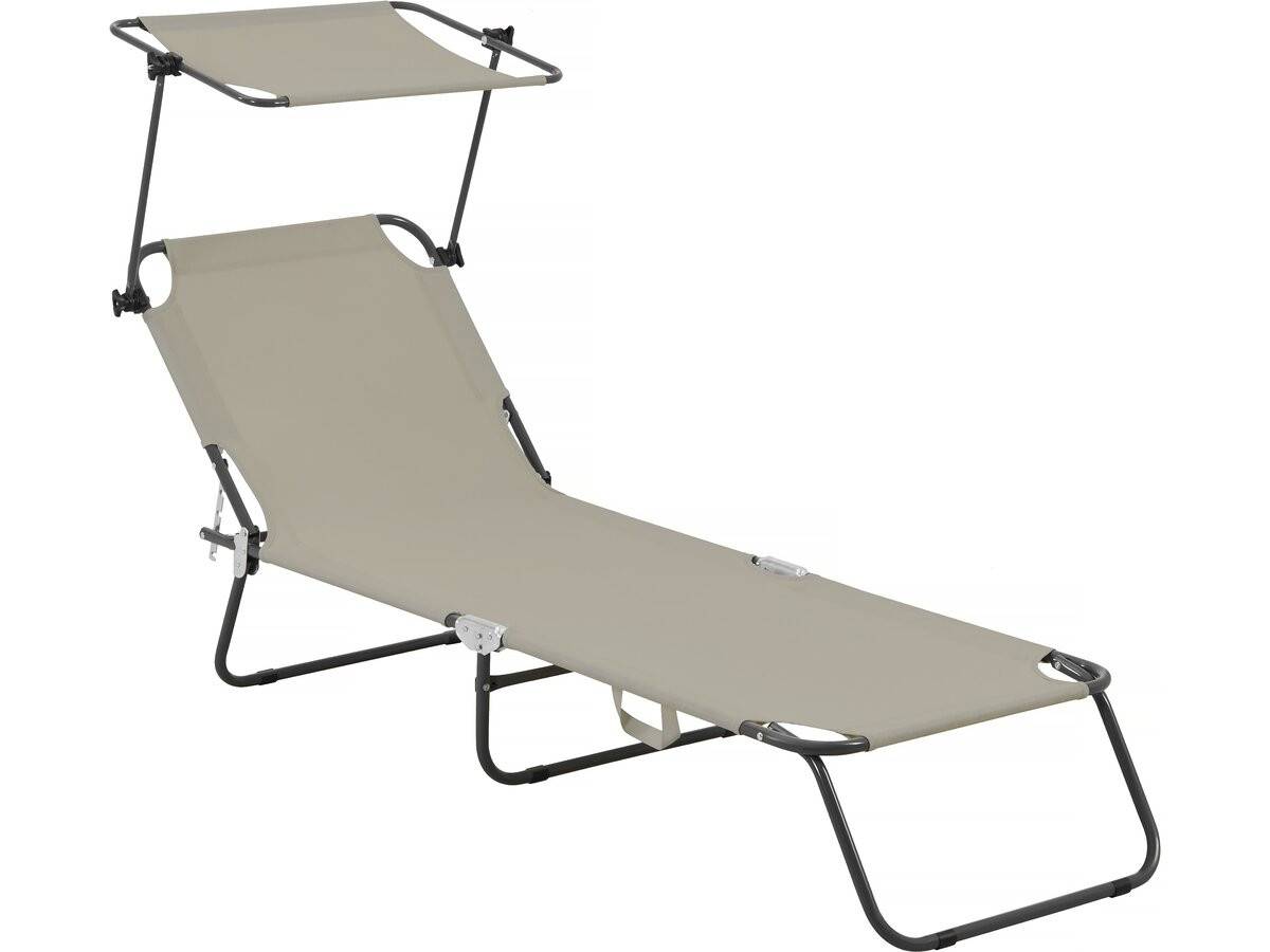 Bain De Soleil Pliable "lazy" - Avec Pare Soleil - Taupe -habitat Et Jardin - Image 1