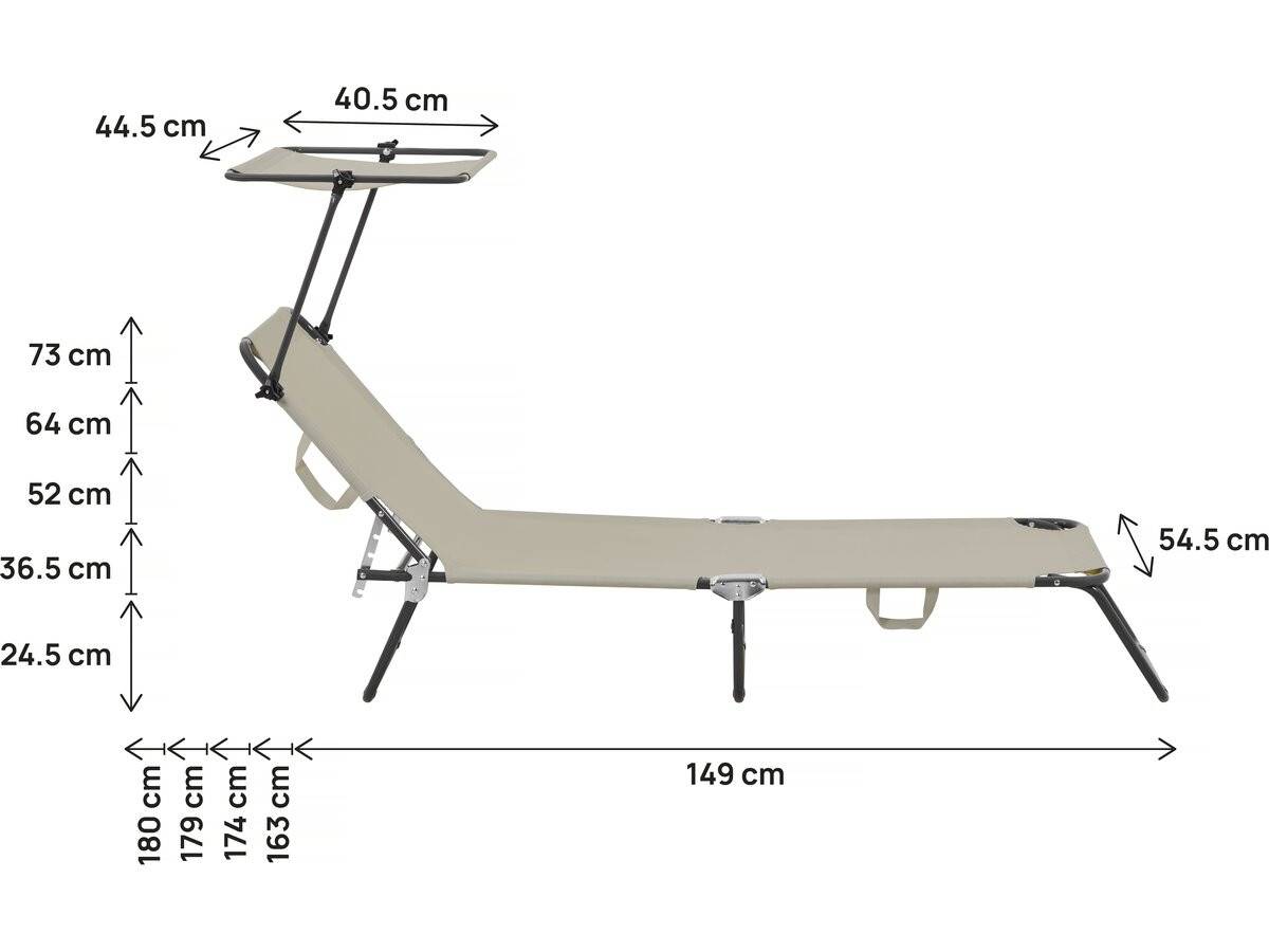Bain De Soleil Pliable "lazy" - Avec Pare Soleil - Taupe -habitat Et Jardin - Image 4
