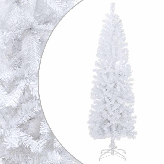 Vidaxl - Arbre de Noël artificiel slim 180 cm PVC et Acier Blanc vidaXL 42055242 - Image 2