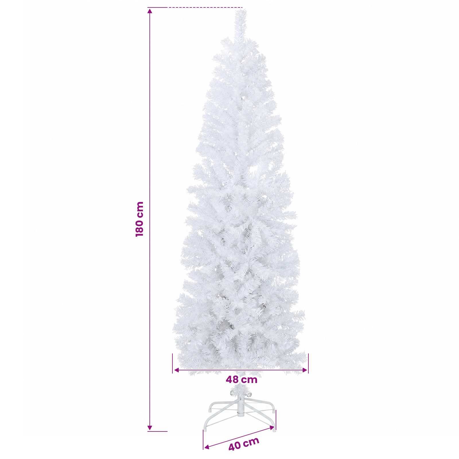 Vidaxl - Arbre de Noël artificiel slim 180 cm PVC et Acier Blanc vidaXL 42055242 - Image 3