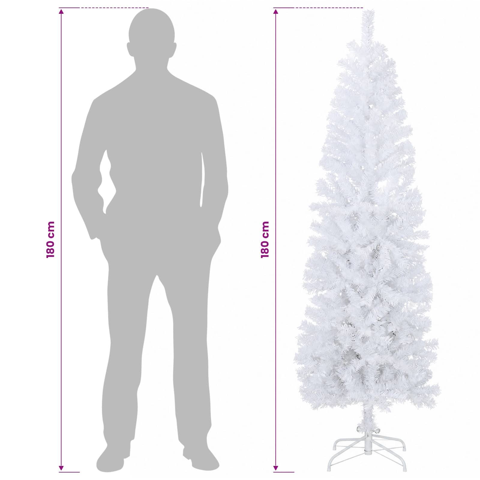 Vidaxl - Arbre de Noël artificiel slim 180 cm PVC et Acier Blanc vidaXL 42055242 - Image 8
