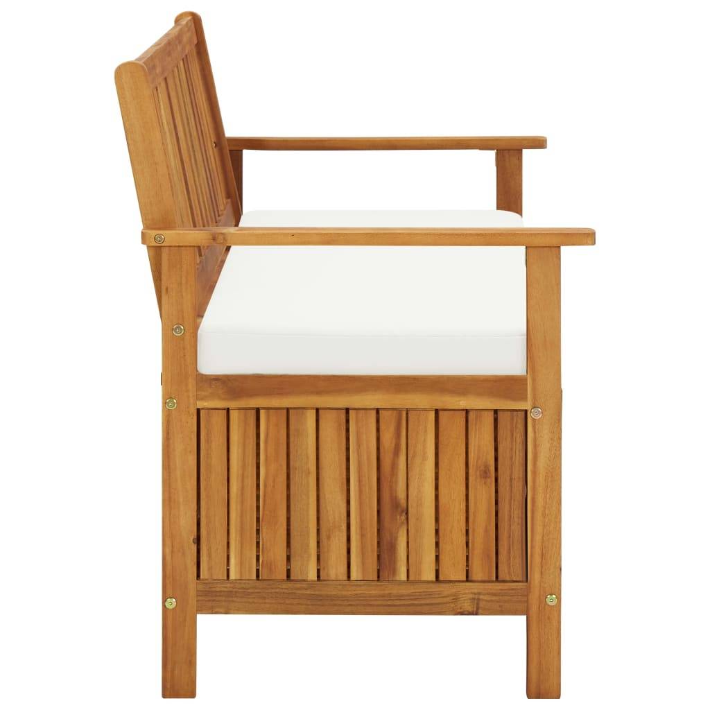 Banc Coffre de Jardin Bois Acacia Massif avec Rangement et Coussin Brun 120 cm – ComfortXL Outdoor Living - Image 4
