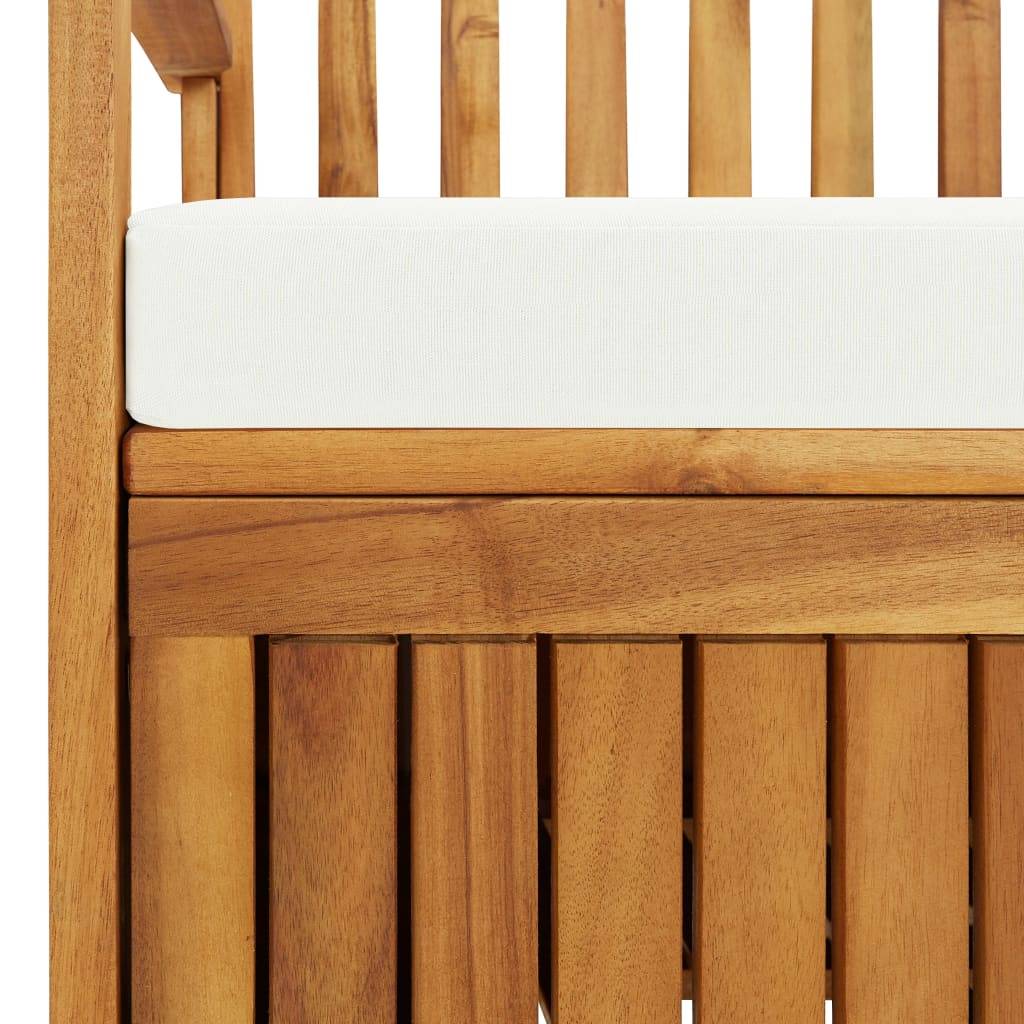 Banc Coffre de Jardin Bois Acacia Massif avec Rangement et Coussin Brun 120 cm – ComfortXL Outdoor Living - Image 6