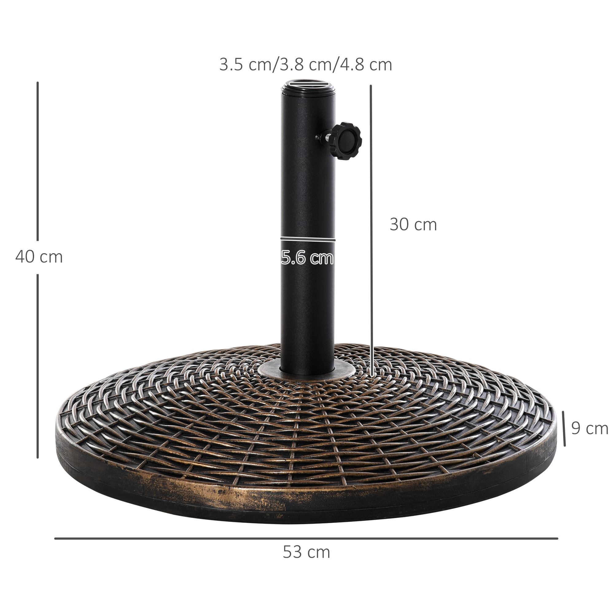 Pied de parasol rond en plastique effet rotin de 25 kg pour mâts de 35 mm, 38 mm et 48 mm - Image 5
