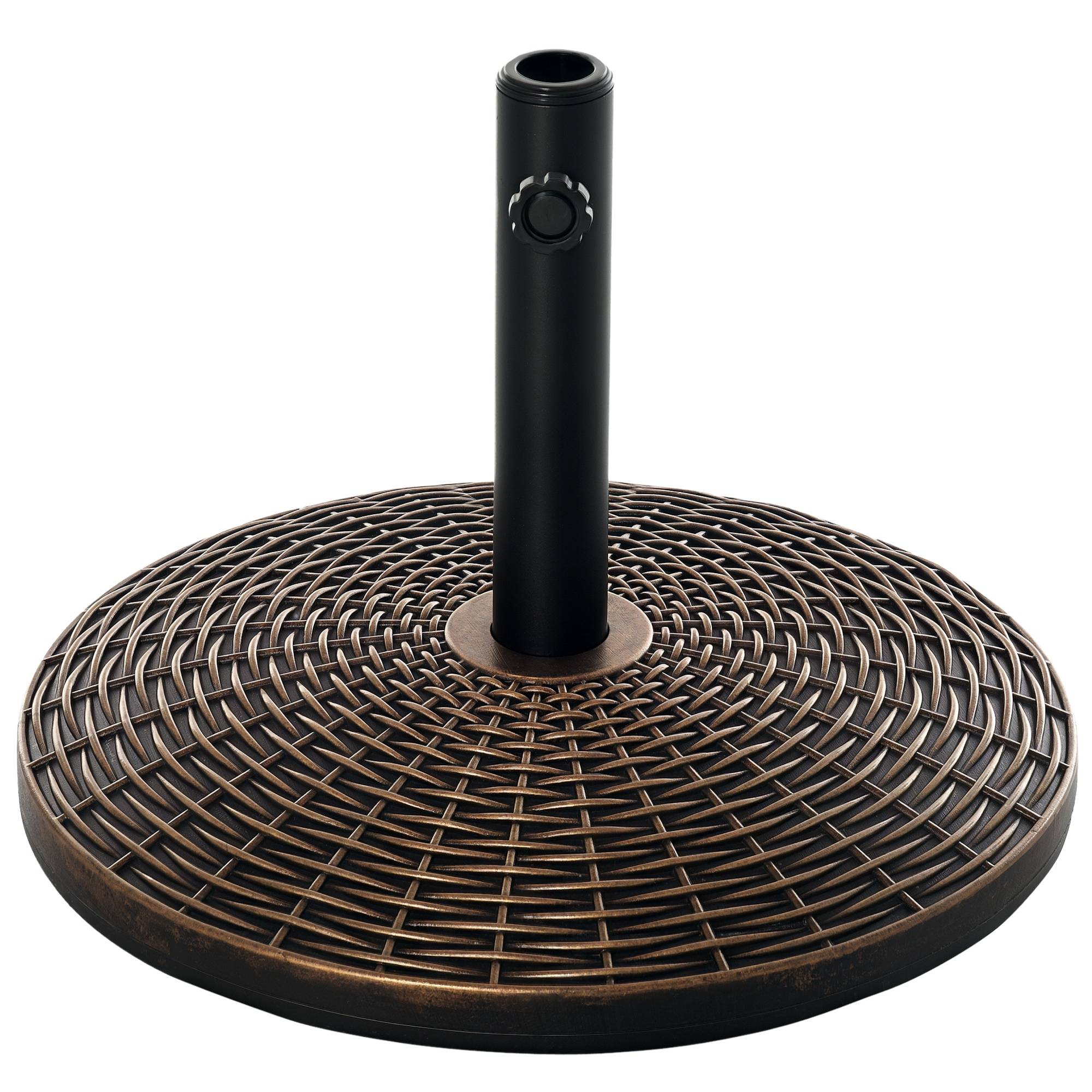 Pied de parasol rond en plastique effet rotin de 25 kg pour mâts de 35 mm, 38 mm et 48 mm - Image 1