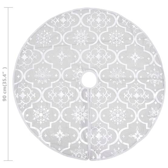 Jupe de sapin de Noël - Robe de sapin - Tapis de sapin de luxe avec chaussette Blanc 90 cm Tissu - Image 8