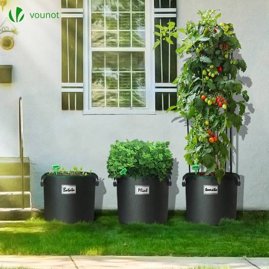 Lot de 5 sacs de plantation non tisse 20L avec poignee Noir - Image 5