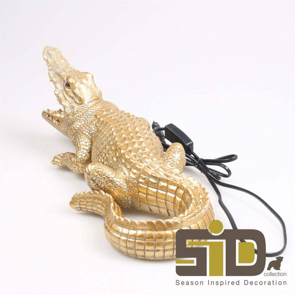 Sid - Lampe animal doré en résine Crocodile - Image 4