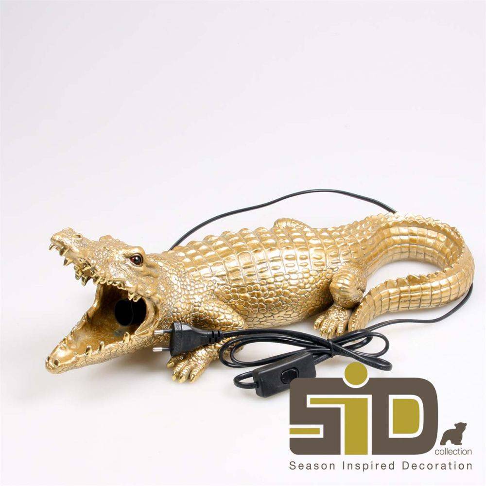 Sid - Lampe animal doré en résine Crocodile - Image 2