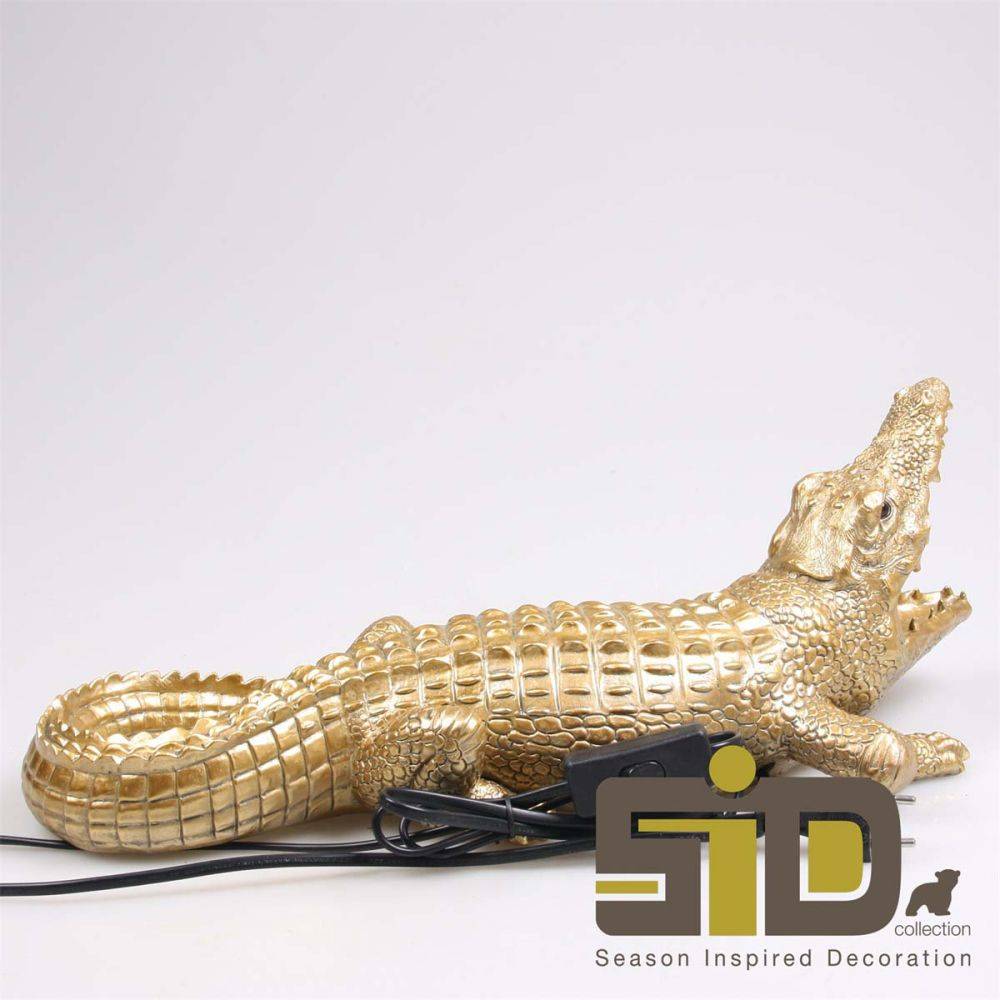 Sid - Lampe animal doré en résine Crocodile - Image 3