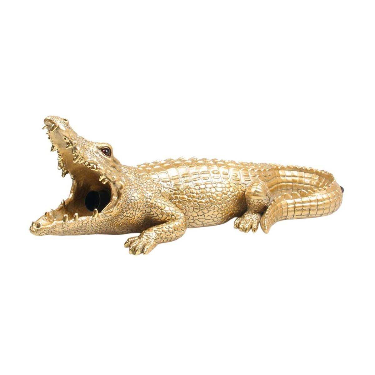 Sid - Lampe animal doré en résine Crocodile - Image 1