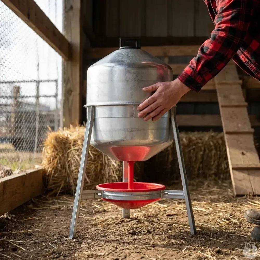 Lot de 2 Abreuvoirs poules et volailles métal galvanisé 30 L sur pieds - Image 6