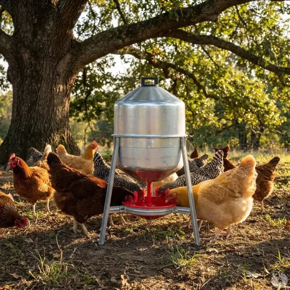 Lot de 2 Abreuvoirs poules et volailles métal galvanisé 30 L sur pieds - Image 2