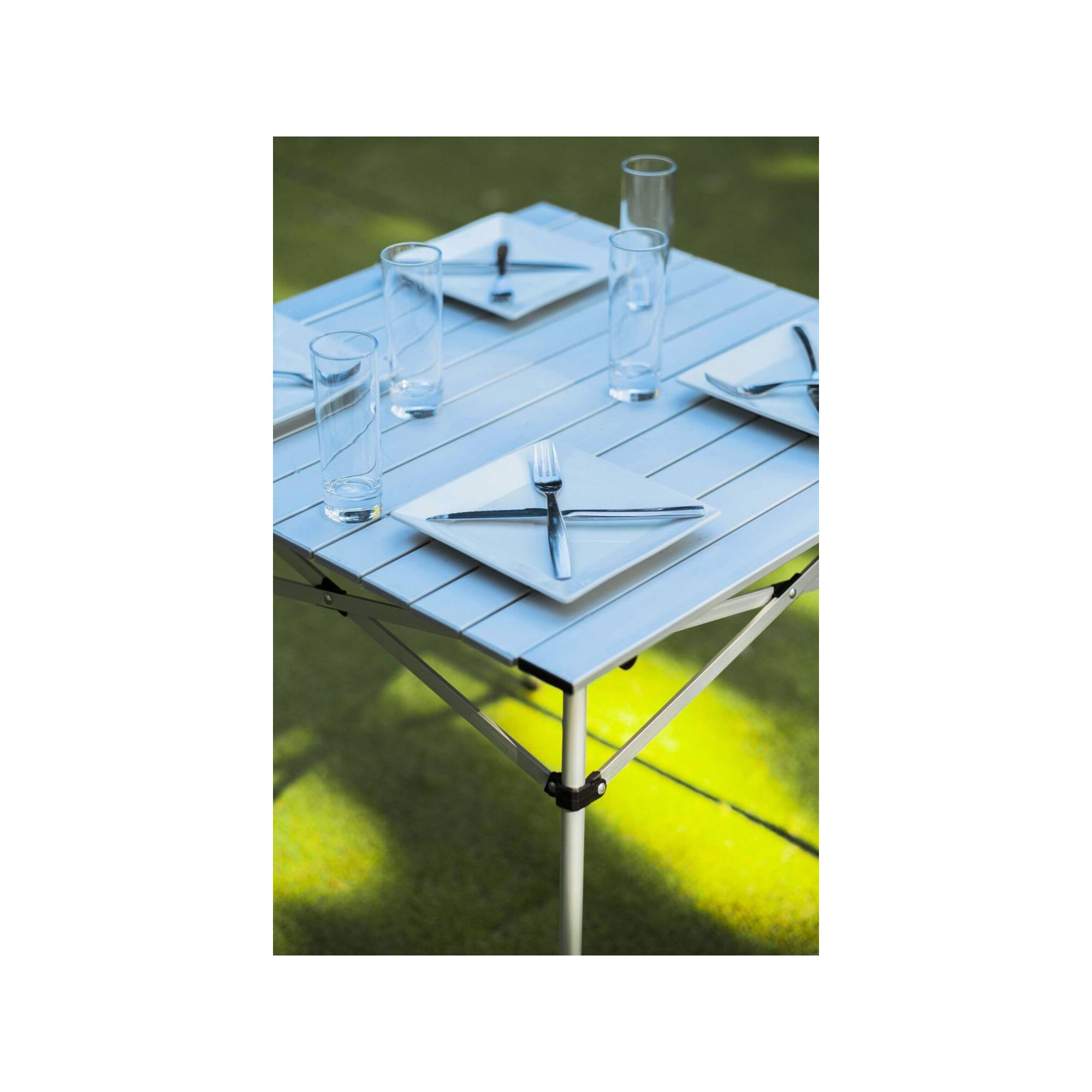 Lot de 2 tables à lattes de camping - O'Camp - Housse de transport inclus - 70 x 70  x 70 cm - Image 5
