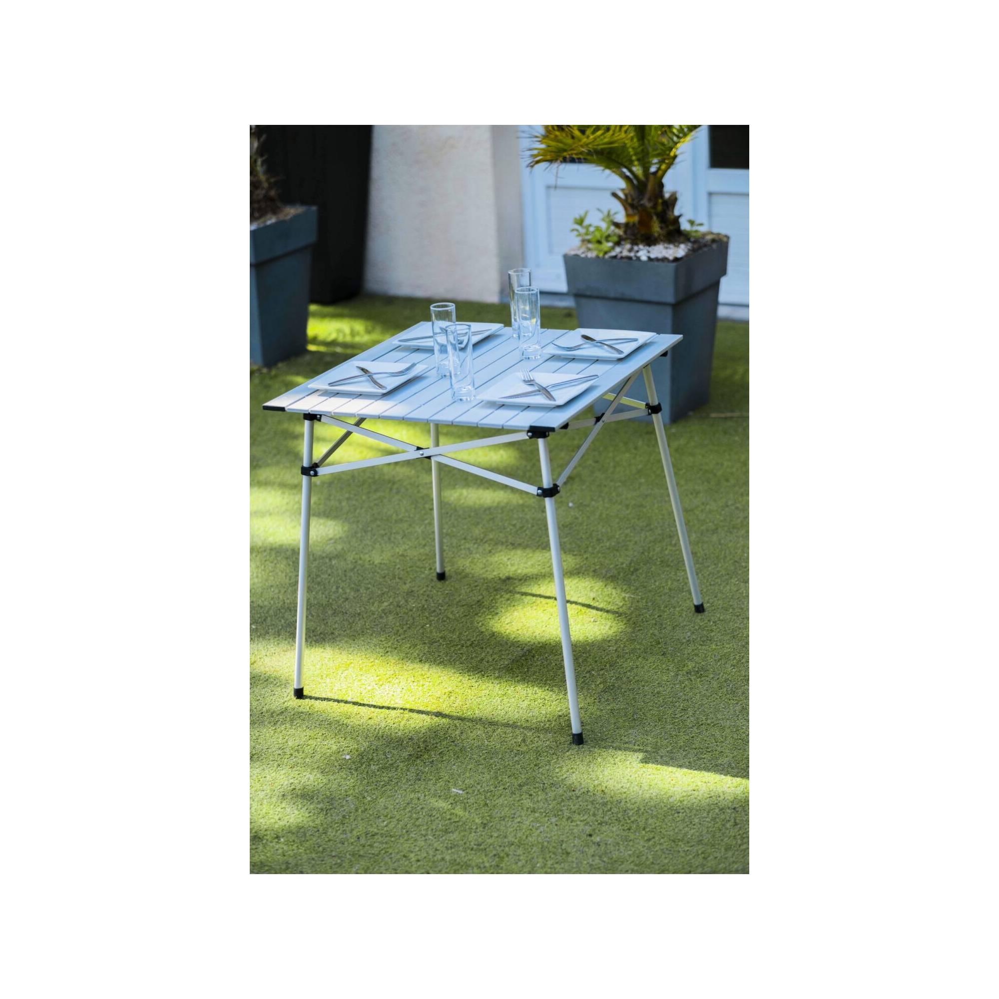 Lot de 2 tables à lattes de camping - O'Camp - Housse de transport inclus - 70 x 70  x 70 cm - Image 4