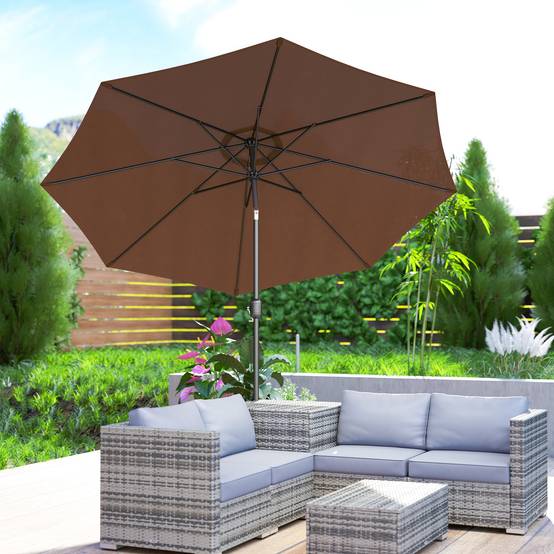 Parasol inclinable en acier et polyester marron 220 x 220 x 220 cm - PANGIVO - Image 9
