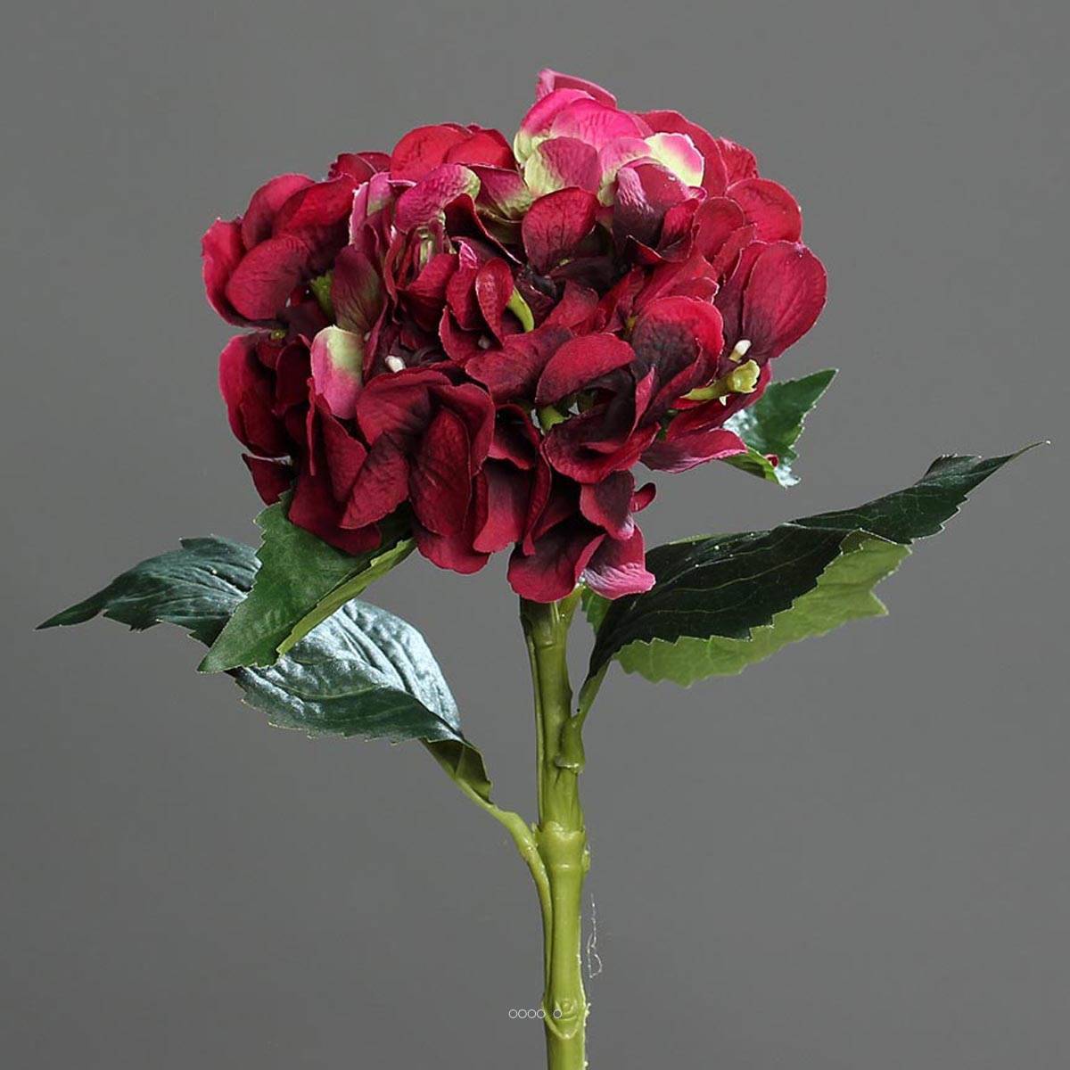 Artificielles - Hortensia artificiel en tige 1 tête 3 feuilles H 50 cm Top Bourgogne - couleur: Bourgogne - Image 2