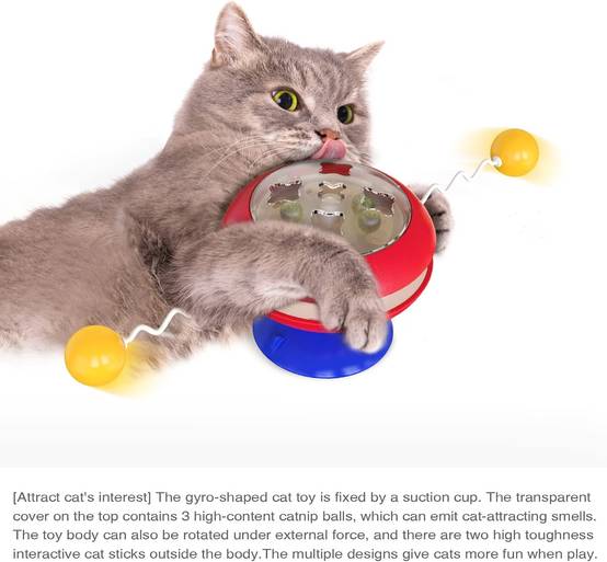 Jouet rotatif pour chat - Moulin à vent avec herbe à chat - Ventouse puissante - Stimulation interactive - Living123 - Image 3