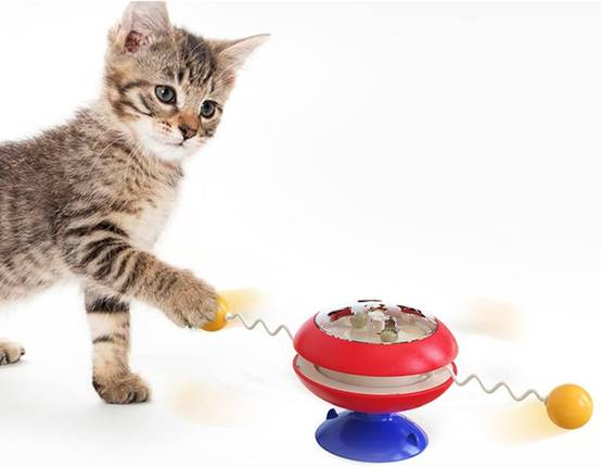 Jouet rotatif pour chat - Moulin à vent avec herbe à chat - Ventouse puissante - Stimulation interactive - Living123 - Image 2