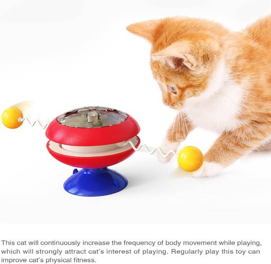 Jouet rotatif pour chat - Moulin à vent avec herbe à chat - Ventouse puissante - Stimulation interactive - Living123 - Image 5