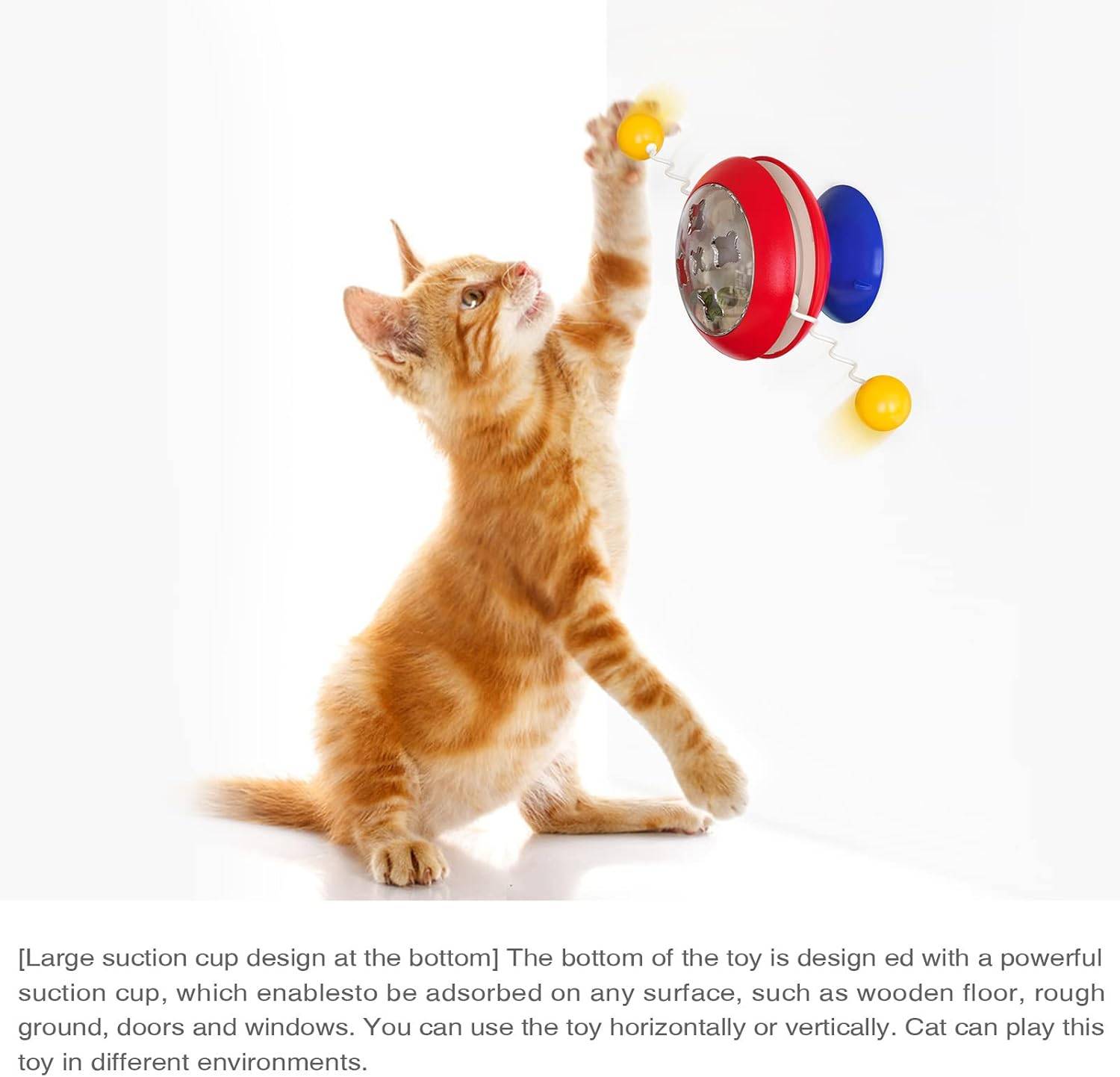 Jouet rotatif pour chat - Moulin à vent avec herbe à chat - Ventouse puissante - Stimulation interactive - Living123 - Image 6