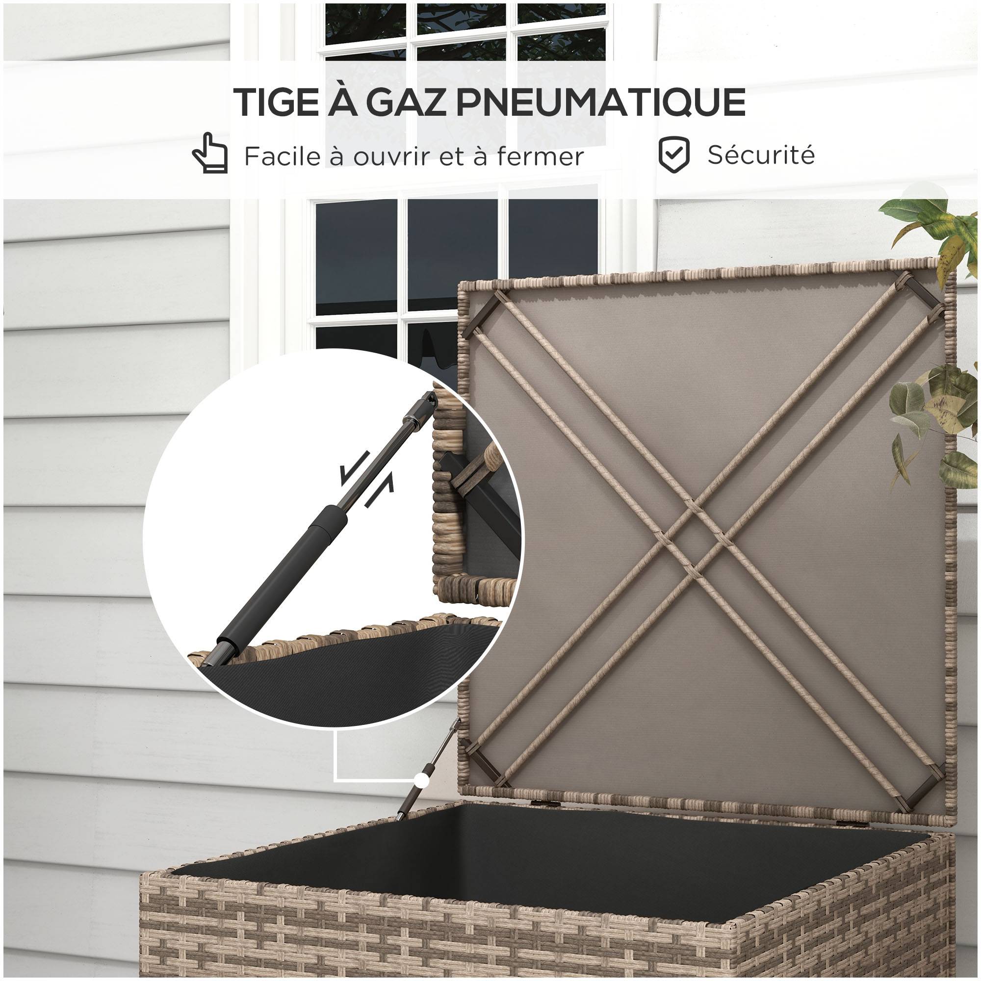Coffre de rangement extérieur rotin synthétique terrasse protection anti-UV sable - ComfortXL Outdoor Living - Image 7