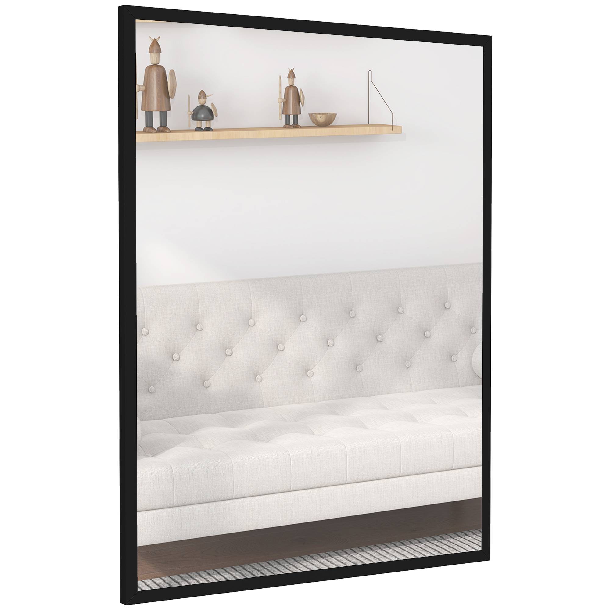 Sans Marque - Miroir salle bain 70x90 cm miroir mural décoratif salon entrée couloir horizontal vertical noir - Image 2