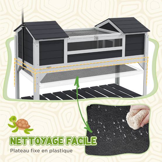 Enclos pour tortue bois gris 122 x 56.5 x 93 cm - PANGIVO - Image 8