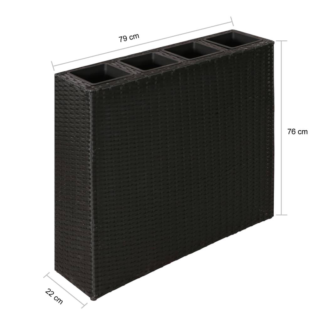 Jardinière lit surélevé plantes fleurs jardin avec 4 pots résine tressée noir - Image 6