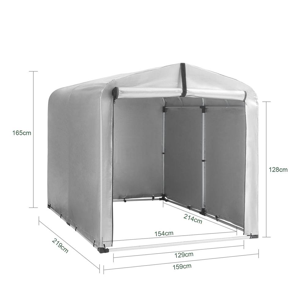 Abri de Jardin Abri de Vélo Argent L.219 x l.159 x H.165 cm SoBuy - Image 3