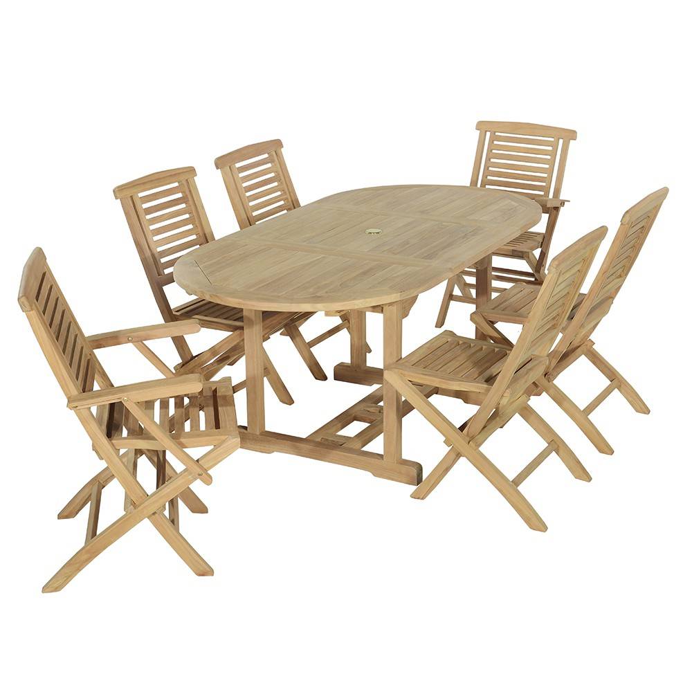 Salon de jardin teck massif Hermel, 6 places - TECK'Attitude - Image 1