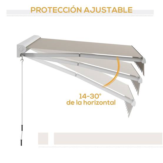 Store Banne Électrique Rétractable 250 x 200 cm, Télécommande et Manivelle, Structure Aluminium Portable, Couleur Crème - Image 9