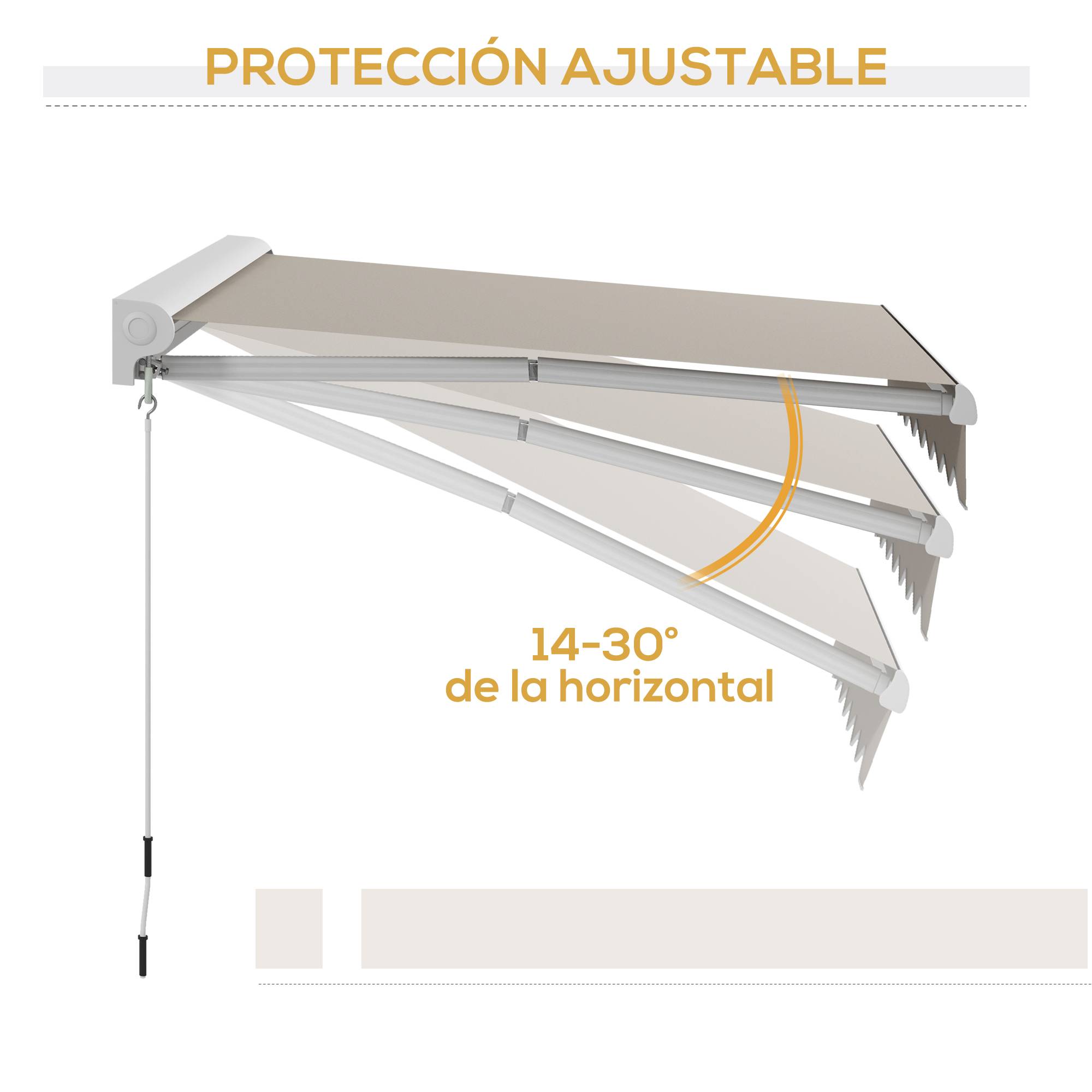 Store Banne Électrique Rétractable 250 x 200 cm, Télécommande et Manivelle, Structure Aluminium Portable, Couleur Crème - Image 9