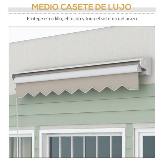 Store Banne Électrique Rétractable 250 x 200 cm, Télécommande et Manivelle, Structure Aluminium Portable, Couleur Crème - Image 7