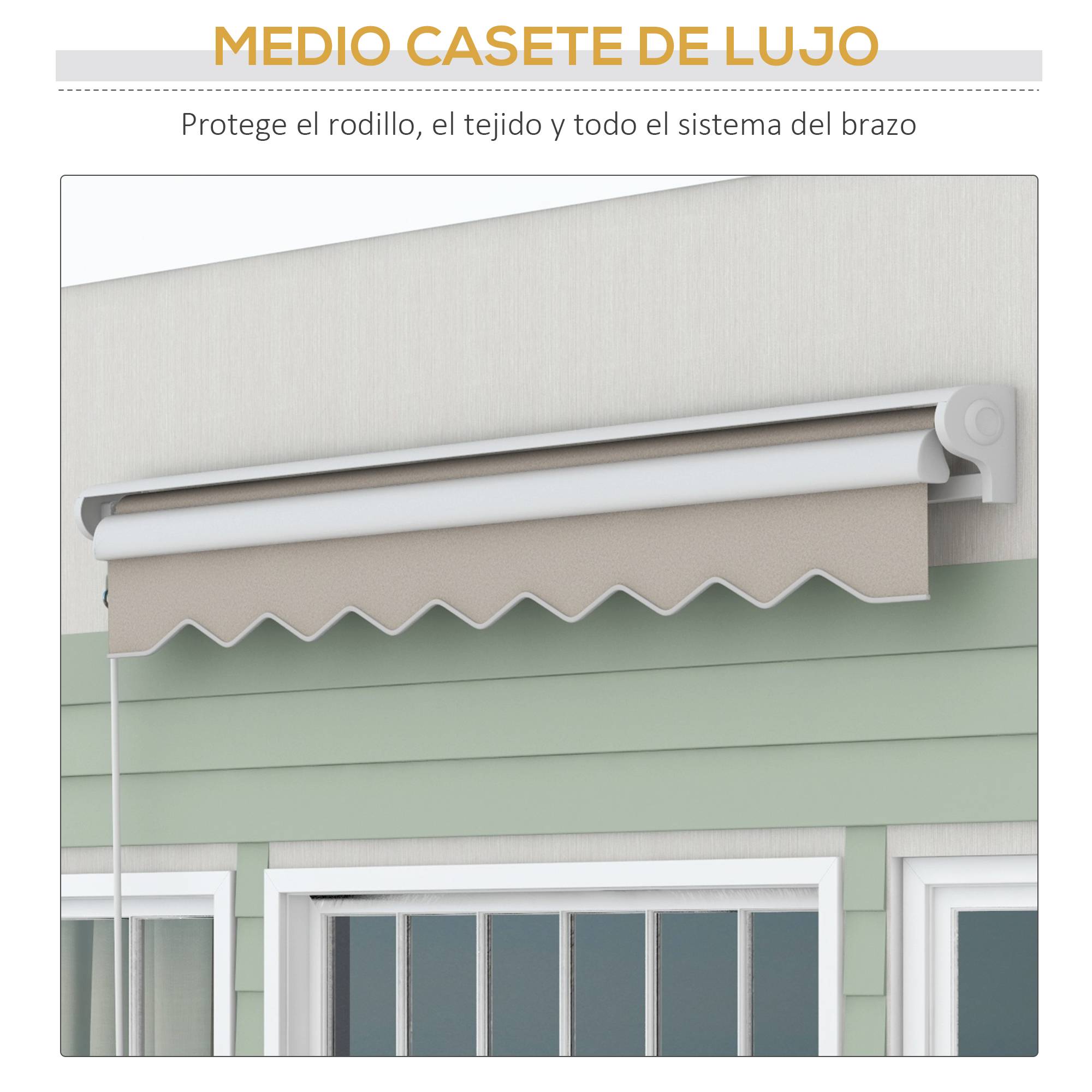 Store Banne Électrique Rétractable 250 x 200 cm, Télécommande et Manivelle, Structure Aluminium Portable, Couleur Crème - Image 7
